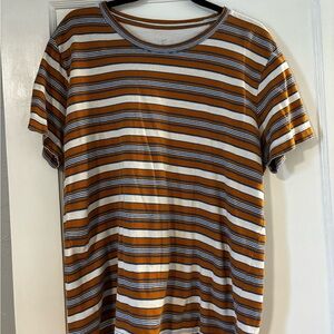 Wildfang Striped Short Sleeve Tee - Orange, White, Blue